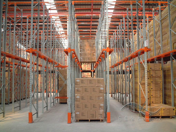 Warehouse corridor shelves